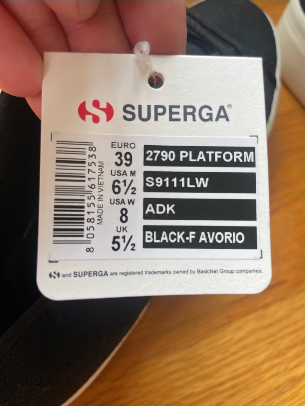 NWT Superga Black Canvas Low-Top Platform Sneakers with White Sole